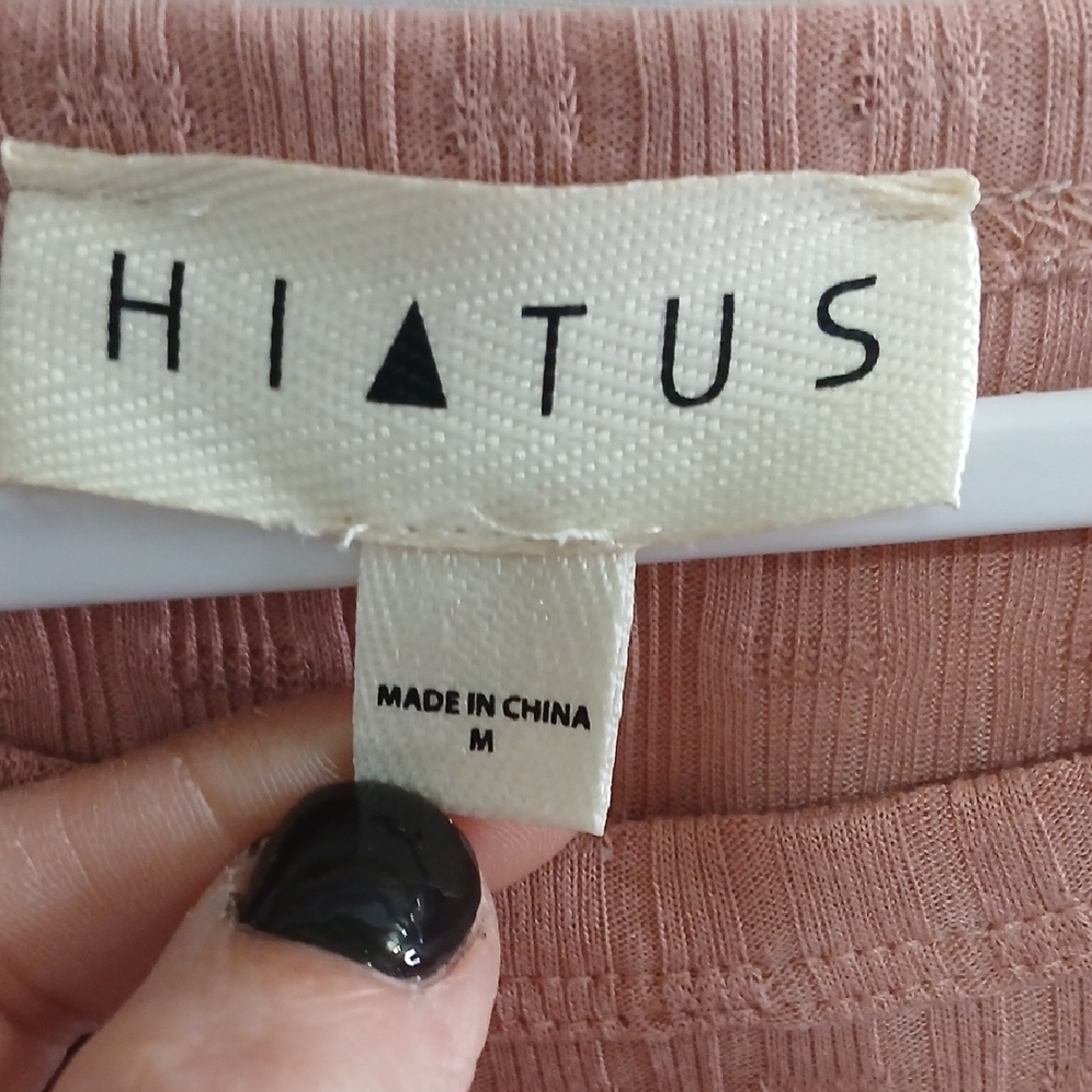 Hiatus Blush Pink Ribbed Short Sleeve Top - Picture 2 of 5